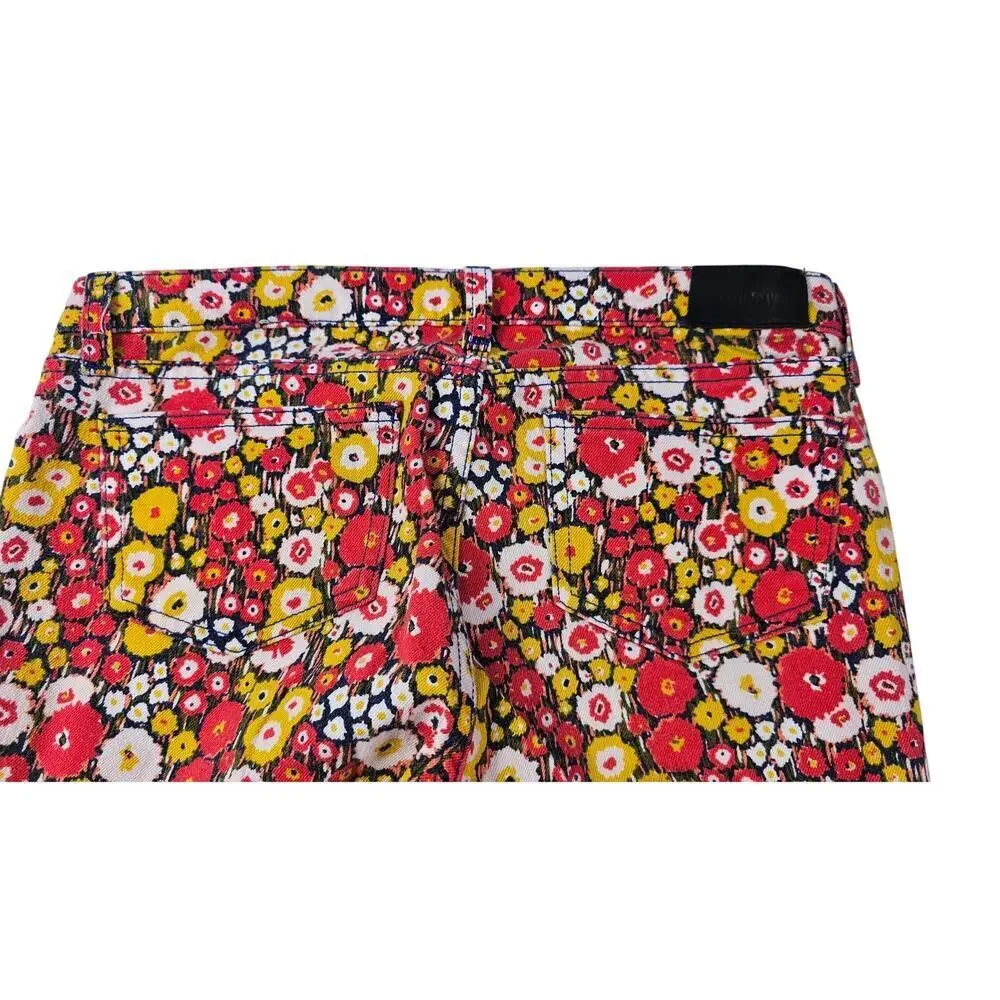 Kate spade dizzy bright floral unique fun teacher pants 27 EUC ankle crop skinny